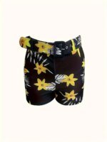 European and American Cross-border New Women's Clothing V-neck Camisole and Plant Print Shorts Set with Belt - Image 5