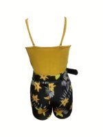European and American Cross-border New Women's Clothing V-neck Camisole and Plant Print Shorts Set with Belt - Image 2