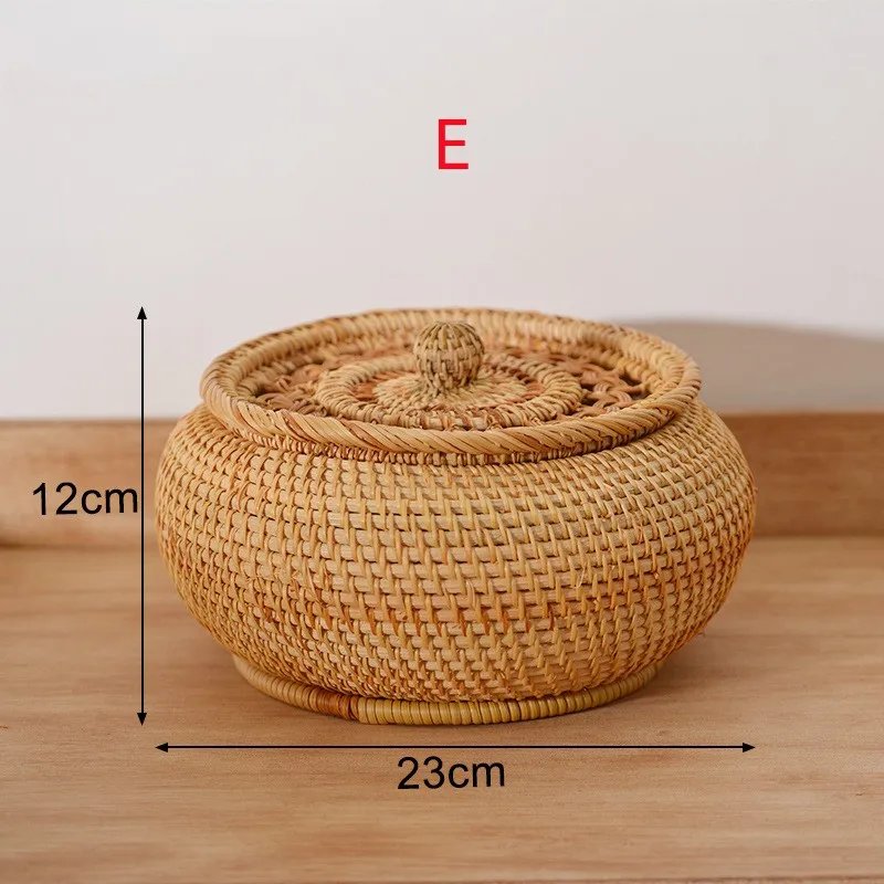 Creative Akifuji Woven Storage Basket Hand-held Rattan Sundry Tea Food Storage Box Kitchen Organizer and Storage Container