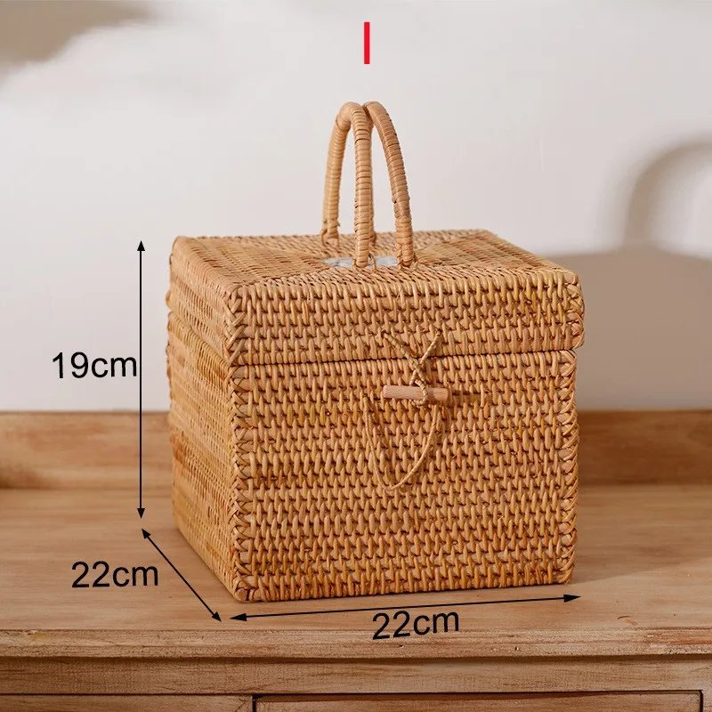 Creative Akifuji Woven Storage Basket Hand-held Rattan Sundry Tea Food Storage Box Kitchen Organizer and Storage Container