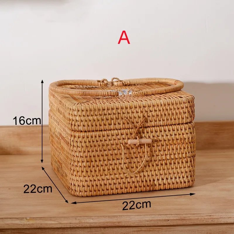 Creative Akifuji Woven Storage Basket Hand-held Rattan Sundry Tea Food Storage Box Kitchen Organizer and Storage Container