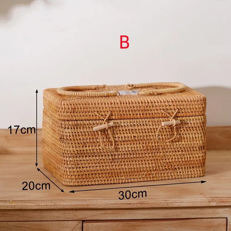 Creative Akifuji Woven Storage Basket Hand-held Rattan Sundry Tea Food Storage Box Kitchen Organizer and Storage Container