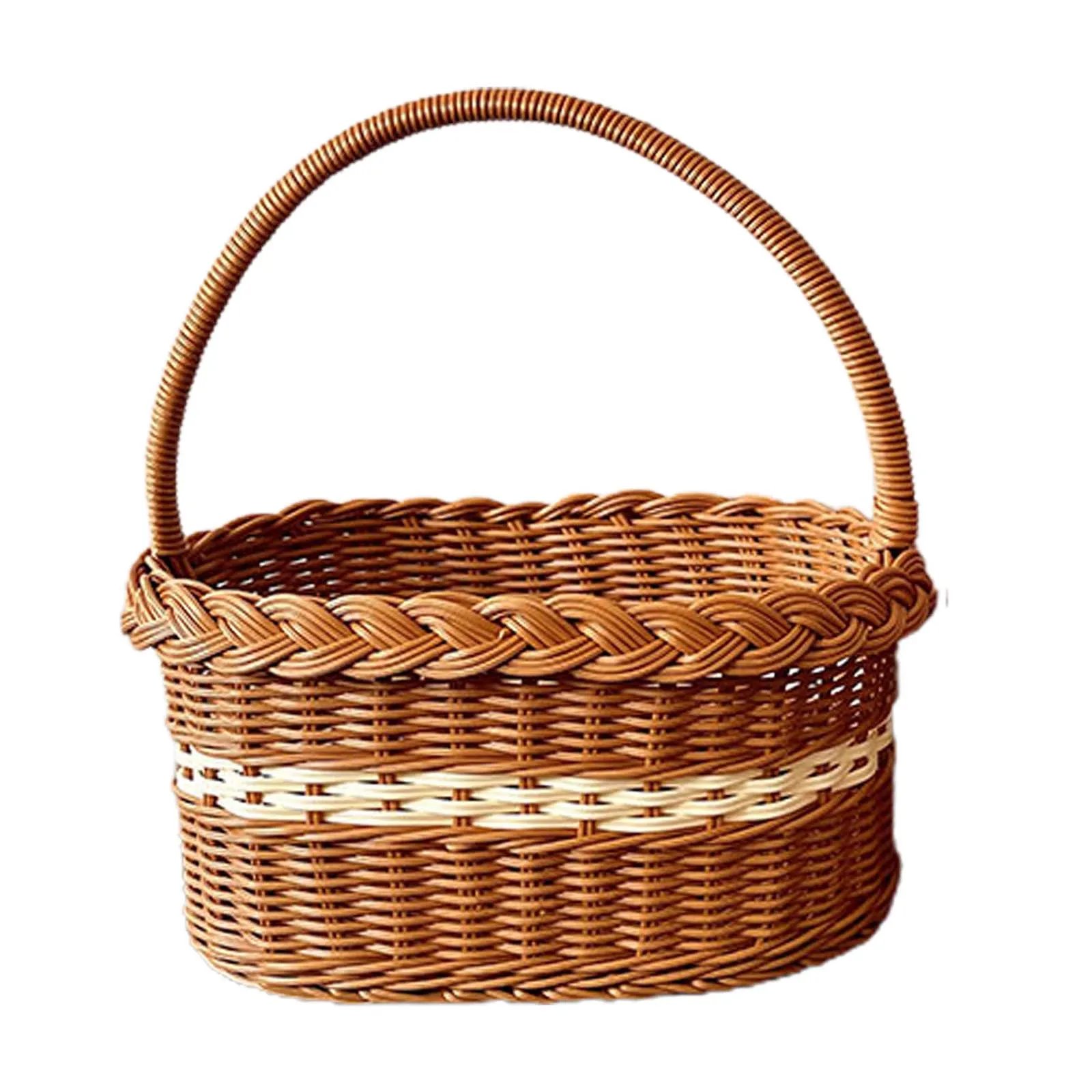 Picnic Baskets with Handles Flower Baskets Easter Basket Handwoven Storage Basket for Camping Wedding Garden Decoration