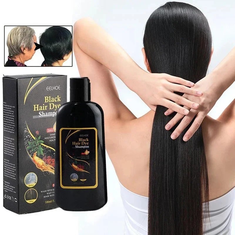 100ml Natural Herbal Hair Color Shampoo, 3 in 1 for Grain Color, Dark Brown, Black, Gray Hair. Women, Men Universal Coating Wash