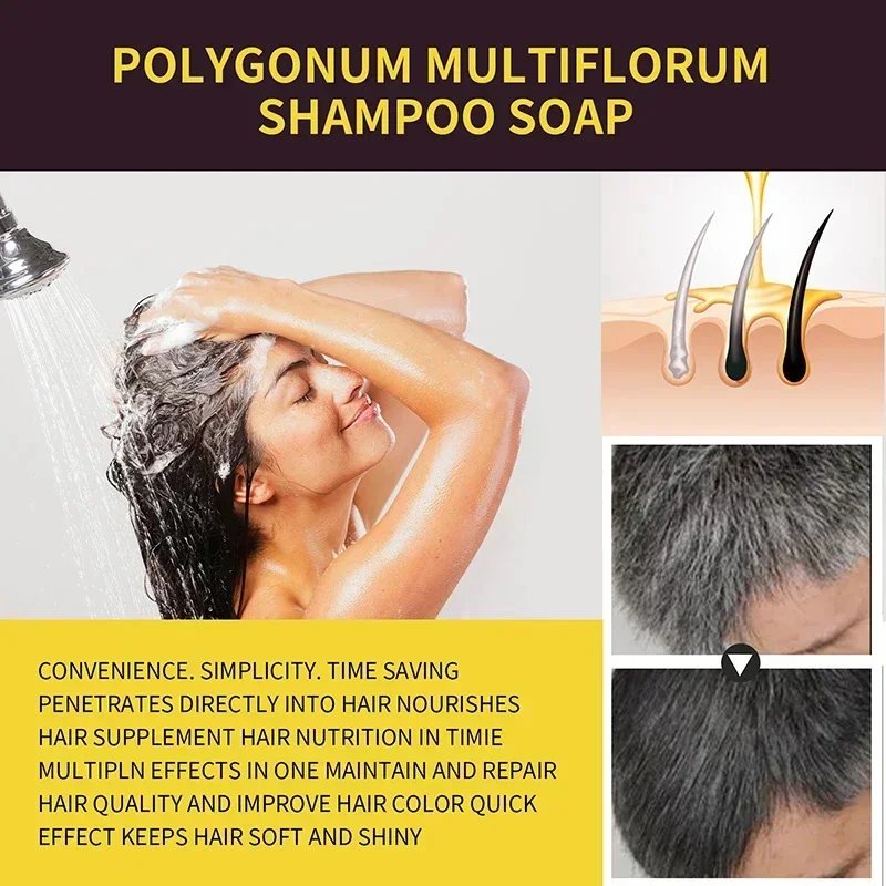 100ml Natural Herbal Hair Color Shampoo, 3 in 1 for Grain Color, Dark Brown, Black, Gray Hair. Women, Men Universal Coating Wash