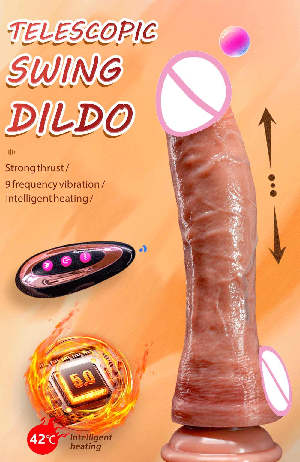 26cm Long Dildo Heated Telescopic Sex Machine Super Big Cock Large Realistic Penis Huge Anal Dildo Vibrator Sex Toys For Women