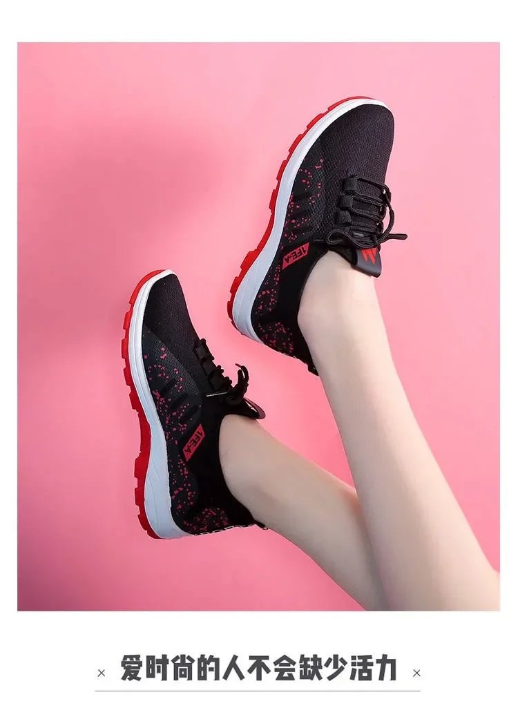 Vulcanize Shoes Women Platform Sneakers Summer Light Breathable Mesh Sports Shoes Ladies Outdoor Wear-resistant Jogging Trainers
