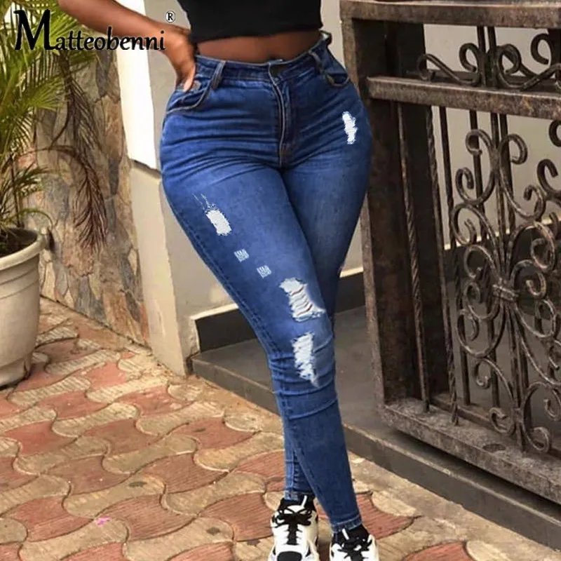 Women Stretch Ripped Distressed Skinny High Waist Denim Pants Shredded Jeans Trousers Casual Jeggings Ladies Spring Autumn Wear Women Stretch Ripped Distressed Skinny High Waist Denim Pants Shredded Jeans Trousers Casual Jeggings Ladies Spring Autumn Wear