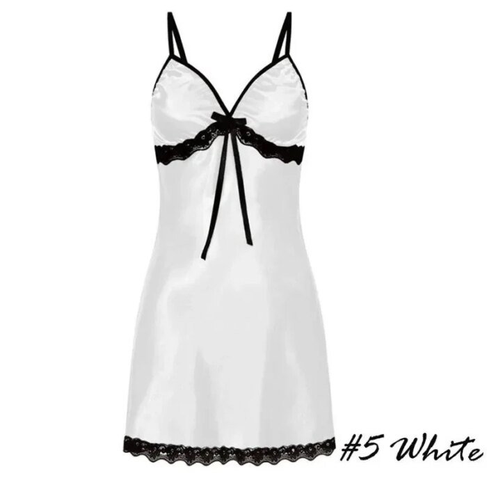 Women's Nightgown Sexy Sleepwear Silk Satin Nightwear Slip Dress Sleeveless Pajamas Sleepwear Plus Size Nightwear Comfortable - Image 3