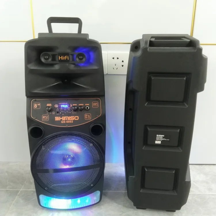 LED Trolley Box Party Speaker 2000W Peak Power 8 Inch Outdoor Portable FM Radio Bluetooth Speakers With Wired Mic Caixa De Som