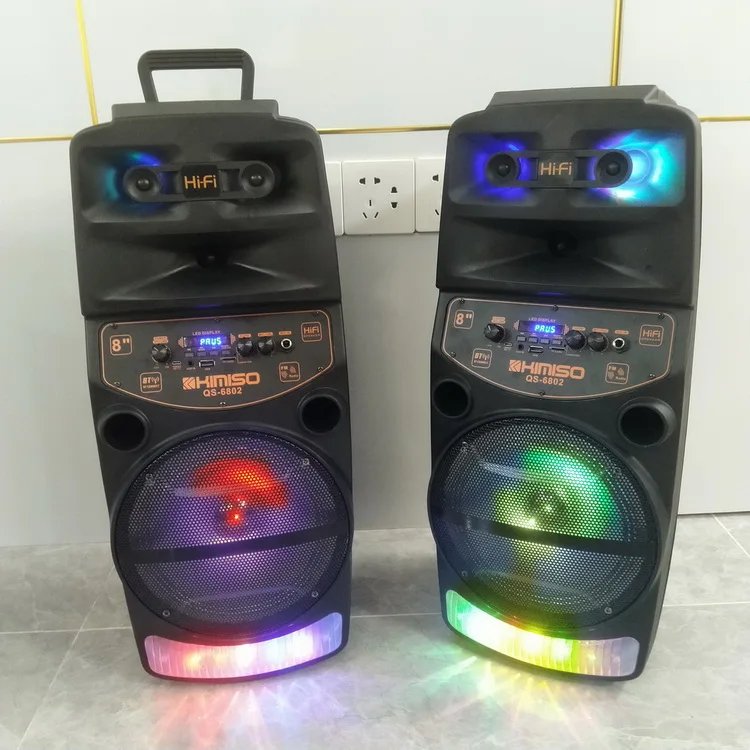 LED Trolley Box Party Speaker 2000W Peak Power 8 Inch Outdoor Portable FM Radio Bluetooth Speakers With Wired Mic Caixa De Som