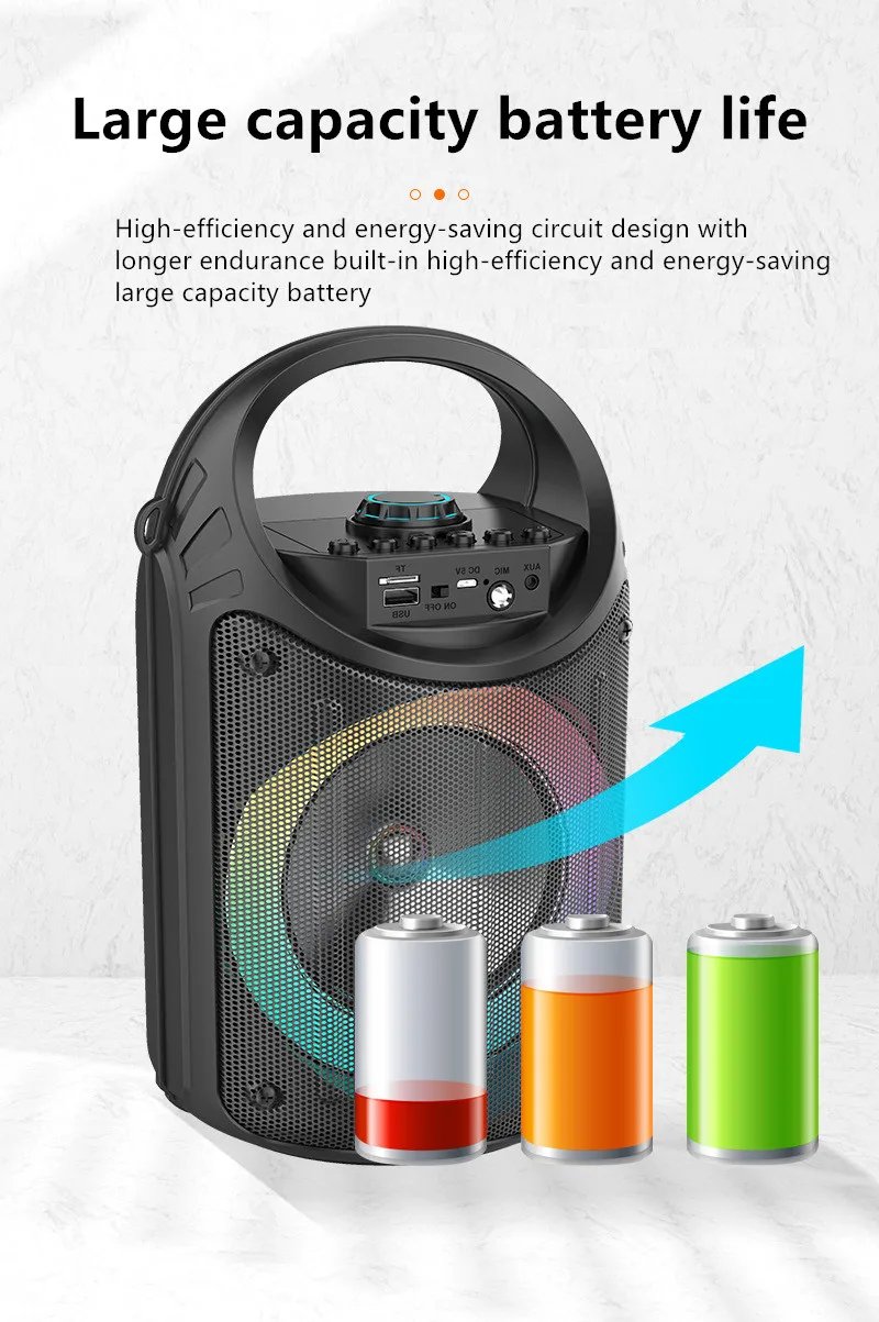 Multi-function Wireless Outdoor Subwoofer Party Performance Bluetooth Speaker Mobile KTV Colorful Lighting Effect U Disk Audio