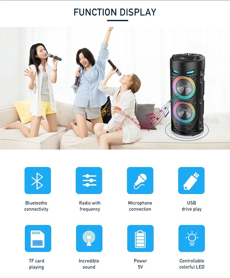 Multi-function Wireless Outdoor Subwoofer Party Performance Bluetooth Speaker Mobile KTV Colorful Lighting Effect U Disk Audio Multi-function Wireless Outdoor Subwoofer Party Performance Bluetooth Speaker Mobile KTV Colorful Lighting Effect U Disk Audio