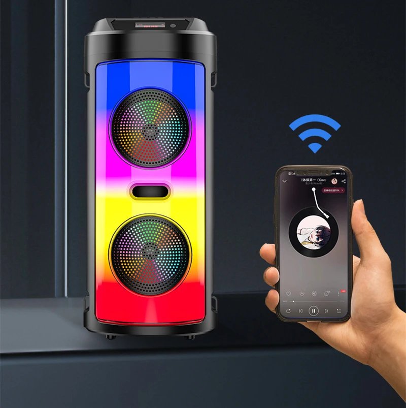 Multi-function Wireless Outdoor Subwoofer Party Performance Bluetooth Speaker Mobile KTV Colorful Lighting Effect U Disk Audio