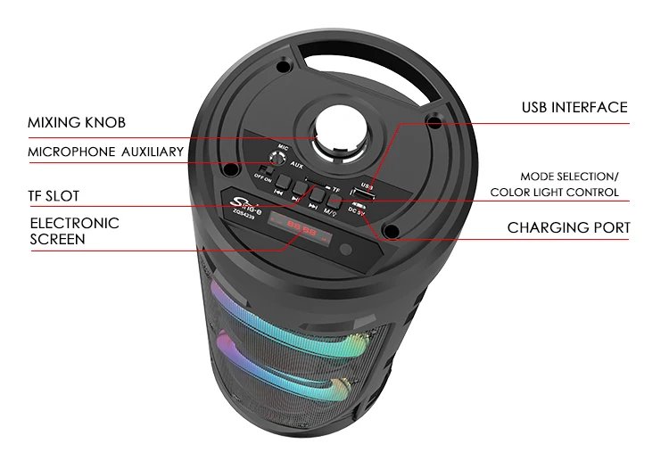 Multi-function Wireless Outdoor Subwoofer Party Performance Bluetooth Speaker Mobile KTV Colorful Lighting Effect U Disk Audio Multi-function Wireless Outdoor Subwoofer Party Performance Bluetooth Speaker Mobile KTV Colorful Lighting Effect U Disk Audio