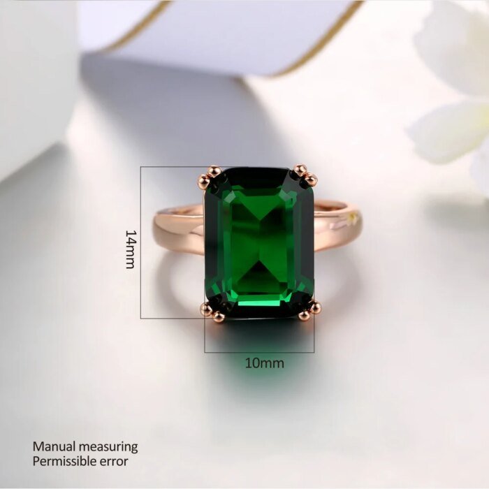 Fashion Green Big Square Crystal Wedding Ring Jewelry for Women Rose Gold Color Cocktail Ring With Stone Evening Jewellry R700 - Image 4