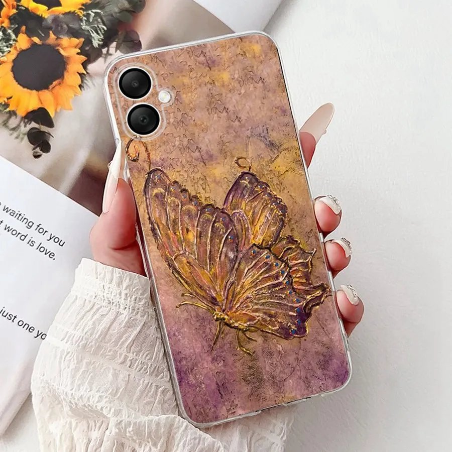 For Samsung A06 Galaxy A05 a05s Fundas Back Cover Soft Silicone TPU Butterfly Flower For SamsungA06 A 05 S SM-A055F Phone Bags