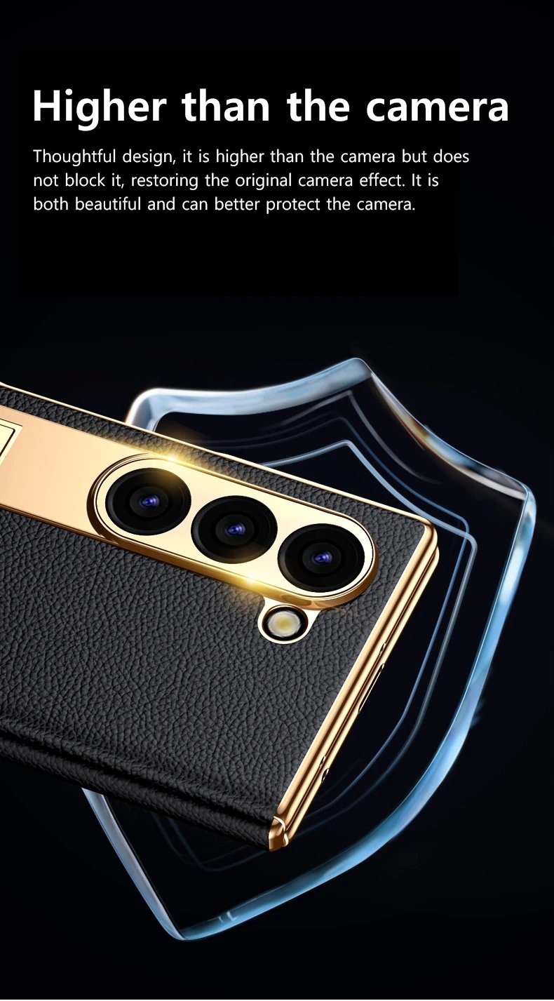 Leather Phone Case for Samsung Galaxy Z Fold 6 5 4 3 Fold6 Fold5 Gold Plating Magnetic Hinge Stand Back Cover with Mirror Film Leather Phone Case for Samsung Galaxy Z Fold 6 5 4 3 Fold6 Fold5 Gold Plating Magnetic Hinge Stand Back Cover with Mirror Film