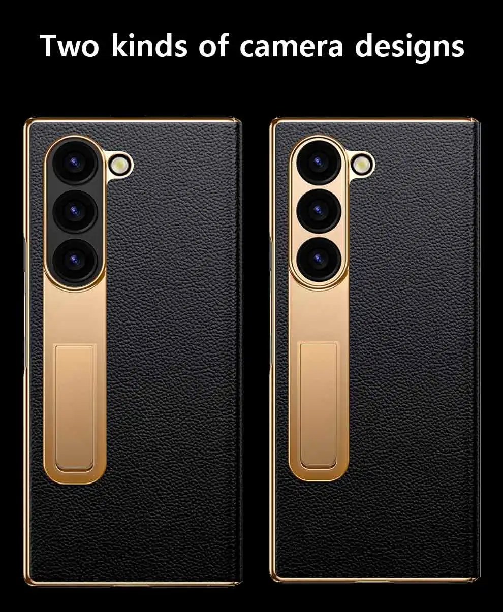 Leather Phone Case for Samsung Galaxy Z Fold 6 5 4 3 Fold6 Fold5 Gold Plating Magnetic Hinge Stand Back Cover with Mirror Film Leather Phone Case for Samsung Galaxy Z Fold 6 5 4 3 Fold6 Fold5 Gold Plating Magnetic Hinge Stand Back Cover with Mirror Film