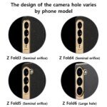 Leather Phone Case for Samsung Galaxy Z Fold 6 5 4 3 Fold6 Fold5 Gold Plating Magnetic Hinge Stand Back Cover with Mirror Film - Image 2