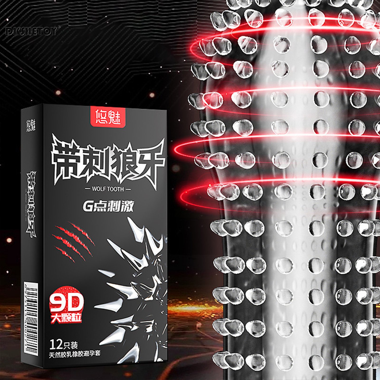 12pcs/box Female G Spot Vaginal Stimulation Condoms 9D Wolf-tooth Adults Sex Toys For Men 18+ Ribbed Dotted Spikes Penis Sleeve 12pcs/box Female G Spot Vaginal Stimulation Condoms 9D Wolf-tooth Adults Sex Toys For Men 18+ Ribbed Dotted Spikes Penis Sleeve