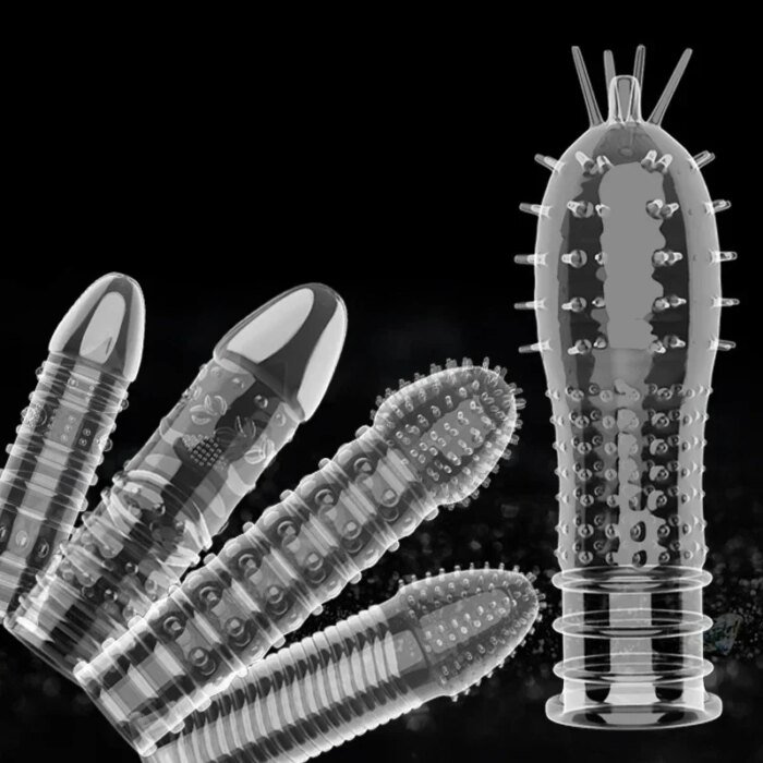 14 Type Transparent Crystal Condom Penis Sleeve Male Enlargement Time Delay Spike Clit Reusable Condoms Sex Toy for Couple - Image 2