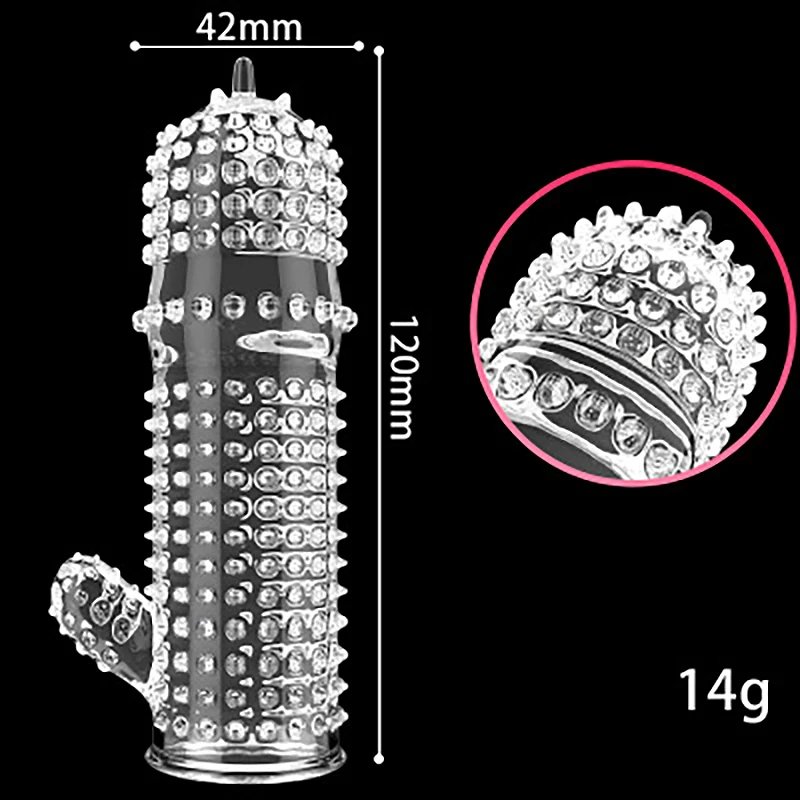 14 Type Transparent Crystal Condom Penis Sleeve Male Enlargement Time Delay Spike Clit Reusable Condoms Sex Toy for Couple