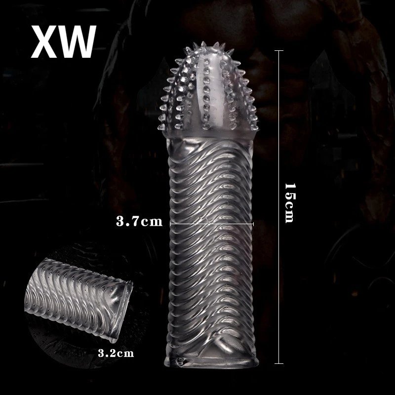 4 Types Crystal Penis Sleeve 14cm Peinis Extender Enlargement Condoms Delay Ejaculation Sex Toys for Men Sex Shop