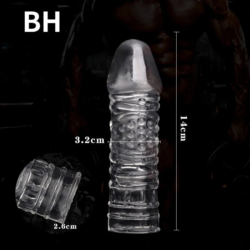 4 Types Crystal Penis Sleeve 14cm Peinis Extender Enlargement Condoms Delay Ejaculation Sex Toys for Men Sex Shop