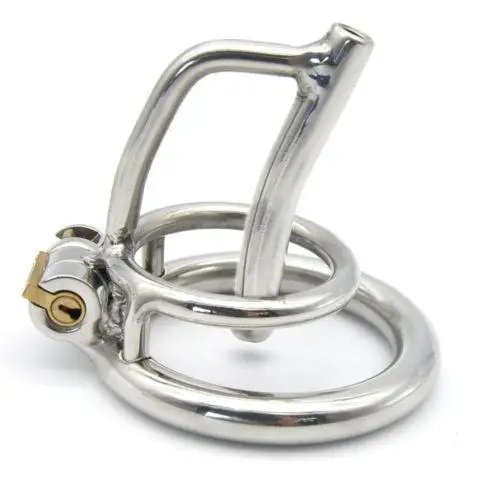 Stainless Steel Male Chastity Device Belt Bird Cage Lock Bondage Restraint Ring for Men with Curved Penis Ring Sex Toys for Men