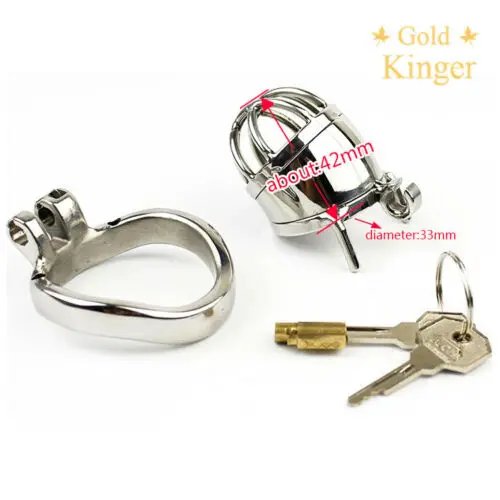 Stainless Steel Male Chastity Device Belt Bird Cage Lock Bondage Restraint Ring for Men with Curved Penis Ring Sex Toys for Men