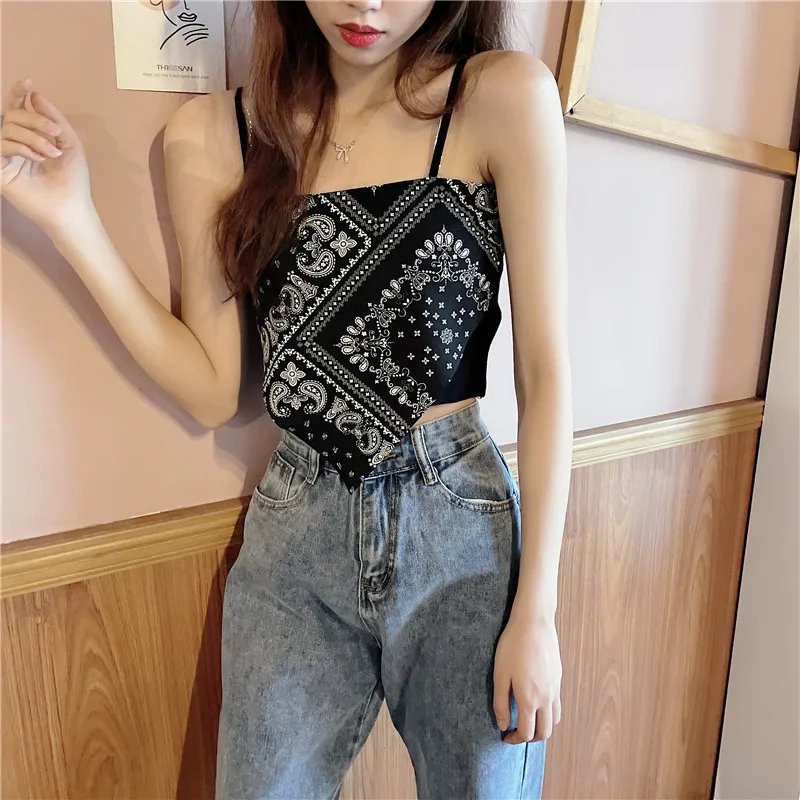 Women Fashion Satin Tie Back Knot Spaghetti Bandana Tube Crop Top Print Sleeveless Vest Blouse Basic Plain Camisole Women Fashion Satin Tie Back Knot Spaghetti Bandana Tube Crop Top Print Sleeveless Vest Blouse Basic Plain Camisole