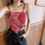 Women Fashion Satin Tie Back Knot Spaghetti Bandana Tube Crop Top Print Sleeveless Vest Blouse Basic Plain Camisole - Image 6