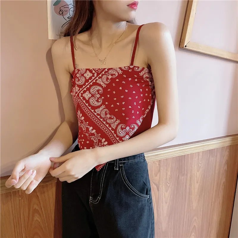 Women Fashion Satin Tie Back Knot Spaghetti Bandana Tube Crop Top Print Sleeveless Vest Blouse Basic Plain Camisole Women Fashion Satin Tie Back Knot Spaghetti Bandana Tube Crop Top Print Sleeveless Vest Blouse Basic Plain Camisole