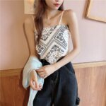 Women Fashion Satin Tie Back Knot Spaghetti Bandana Tube Crop Top Print Sleeveless Vest Blouse Basic Plain Camisole - Image 4