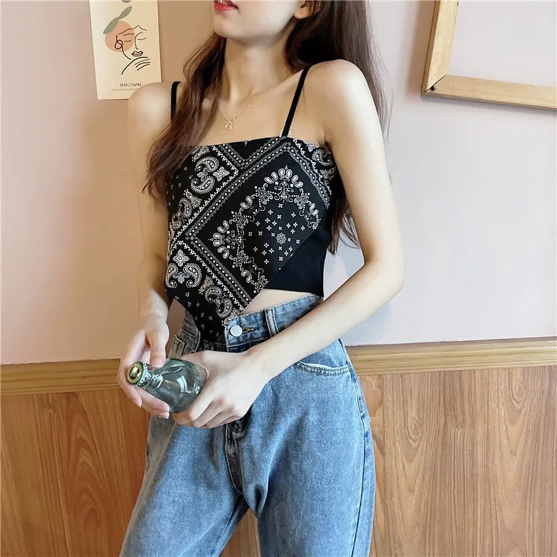 Women Fashion Satin Tie Back Knot Spaghetti Bandana Tube Crop Top Print Sleeveless Vest Blouse Basic Plain Camisole Women Fashion Satin Tie Back Knot Spaghetti Bandana Tube Crop Top Print Sleeveless Vest Blouse Basic Plain Camisole