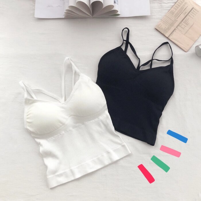 Women Cotton Underwear Push Up Bra Sexy Top Women Suspender Tank Up Fashion Solid Color Lingerie Female Soft Top Brassreie - Image 2
