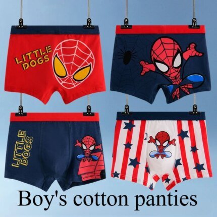 Spider-Man Iron Man Mickey Mouse Cartoon Character Peripherals Cartoon Cute Boys Cotton Panties Personality Children's Boxers