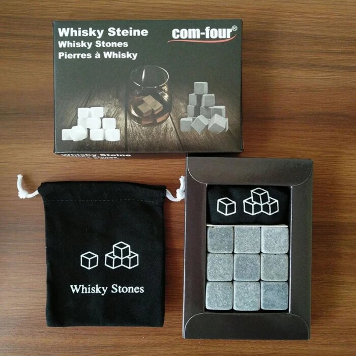 9Pcs Natural Granite Whisky Stones Ice Cubes Cooler Reusable Chilling Stones Wine Beer Drinks Rocks Gift Set Bar Accessories - Image 5