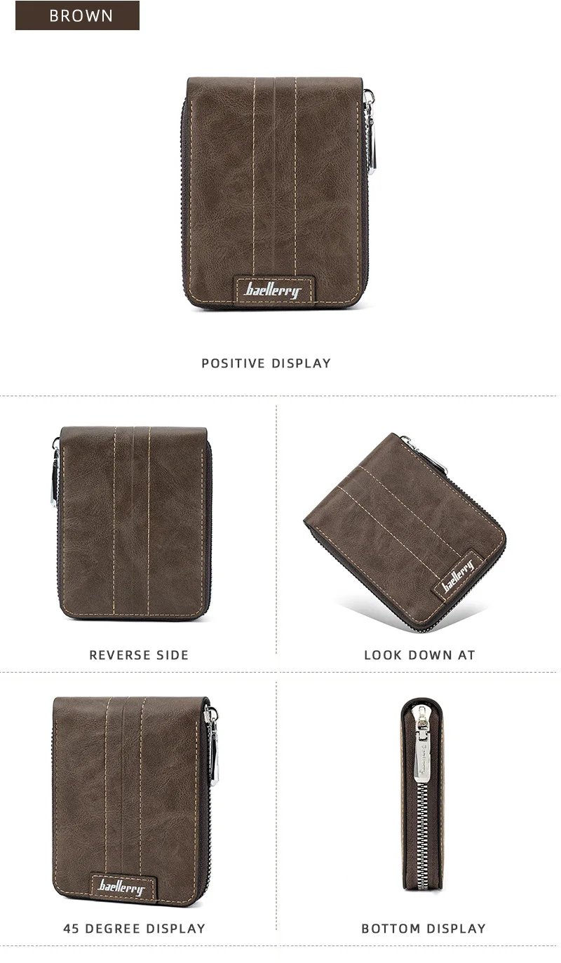 2024 Men PU Leather Short Wallet Male Luxury Zipper Coin Purse Card Holders Pocket Rfid Business Wallets Gifts for Dad Money Bag