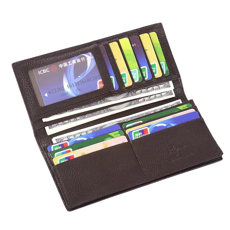 Men wallets genuine leather long credit card holder purse brand wallet