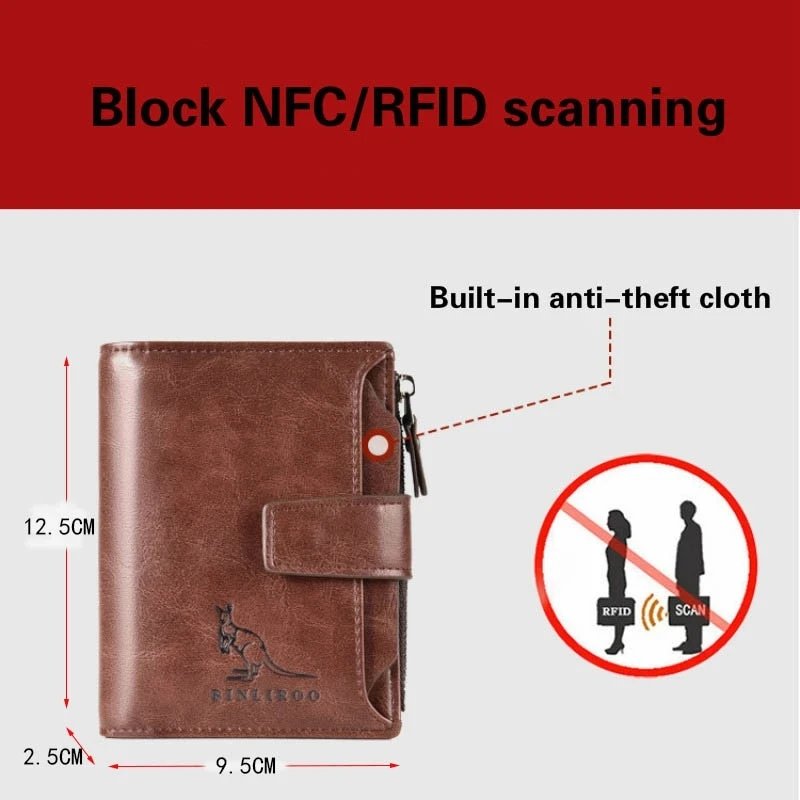 Leather Men's Wallet Luxury Short RFID Card Holder for Men Zipper Coin Purse Portable Male Wallets Billfold Leather Men's Wallet Luxury Short RFID Card Holder for Men Zipper Coin Purse Portable Male Wallets Billfold