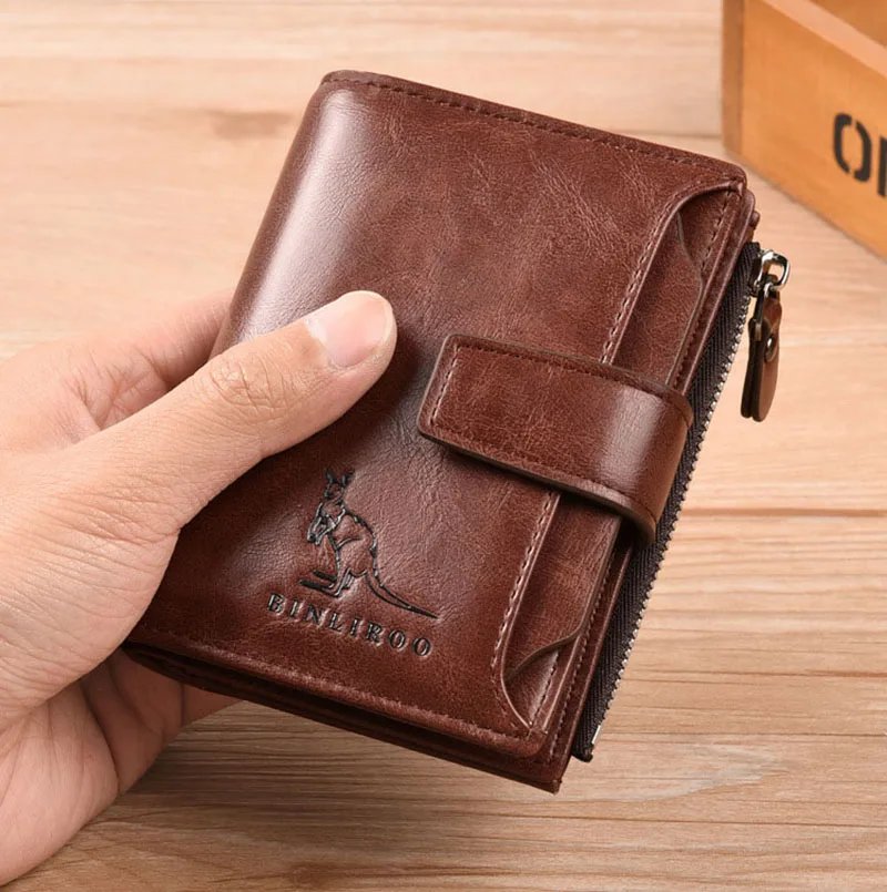 Leather Men's Wallet Luxury Short RFID Card Holder for Men Zipper Coin Purse Portable Male Wallets Billfold Leather Men's Wallet Luxury Short RFID Card Holder for Men Zipper Coin Purse Portable Male Wallets Billfold