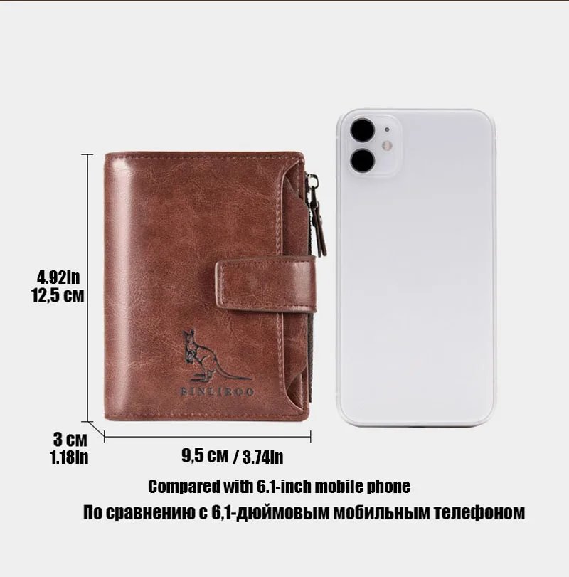 Leather Men's Wallet Luxury Short RFID Card Holder for Men Zipper Coin Purse Portable Male Wallets Billfold Leather Men's Wallet Luxury Short RFID Card Holder for Men Zipper Coin Purse Portable Male Wallets Billfold