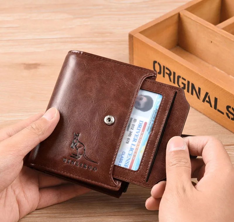 Leather Men's Wallet Luxury Short RFID Card Holder for Men Zipper Coin Purse Portable Male Wallets Billfold Leather Men's Wallet Luxury Short RFID Card Holder for Men Zipper Coin Purse Portable Male Wallets Billfold