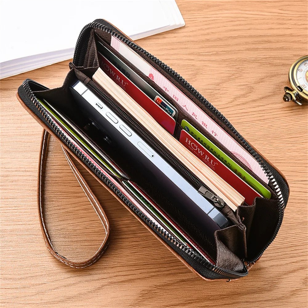 Men's PU Leather Long Wallet Large Capacity Phone Bags Multi Card Business Clutch Bags Male Travel Zipper Coin Purses Men's PU Leather Long Wallet Large Capacity Phone Bags Multi Card Business Clutch Bags Male Travel Zipper Coin Purses