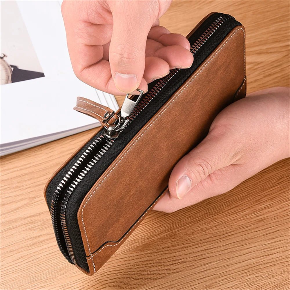 Men's PU Leather Long Wallet Large Capacity Phone Bags Multi Card Business Clutch Bags Male Travel Zipper Coin Purses Men's PU Leather Long Wallet Large Capacity Phone Bags Multi Card Business Clutch Bags Male Travel Zipper Coin Purses
