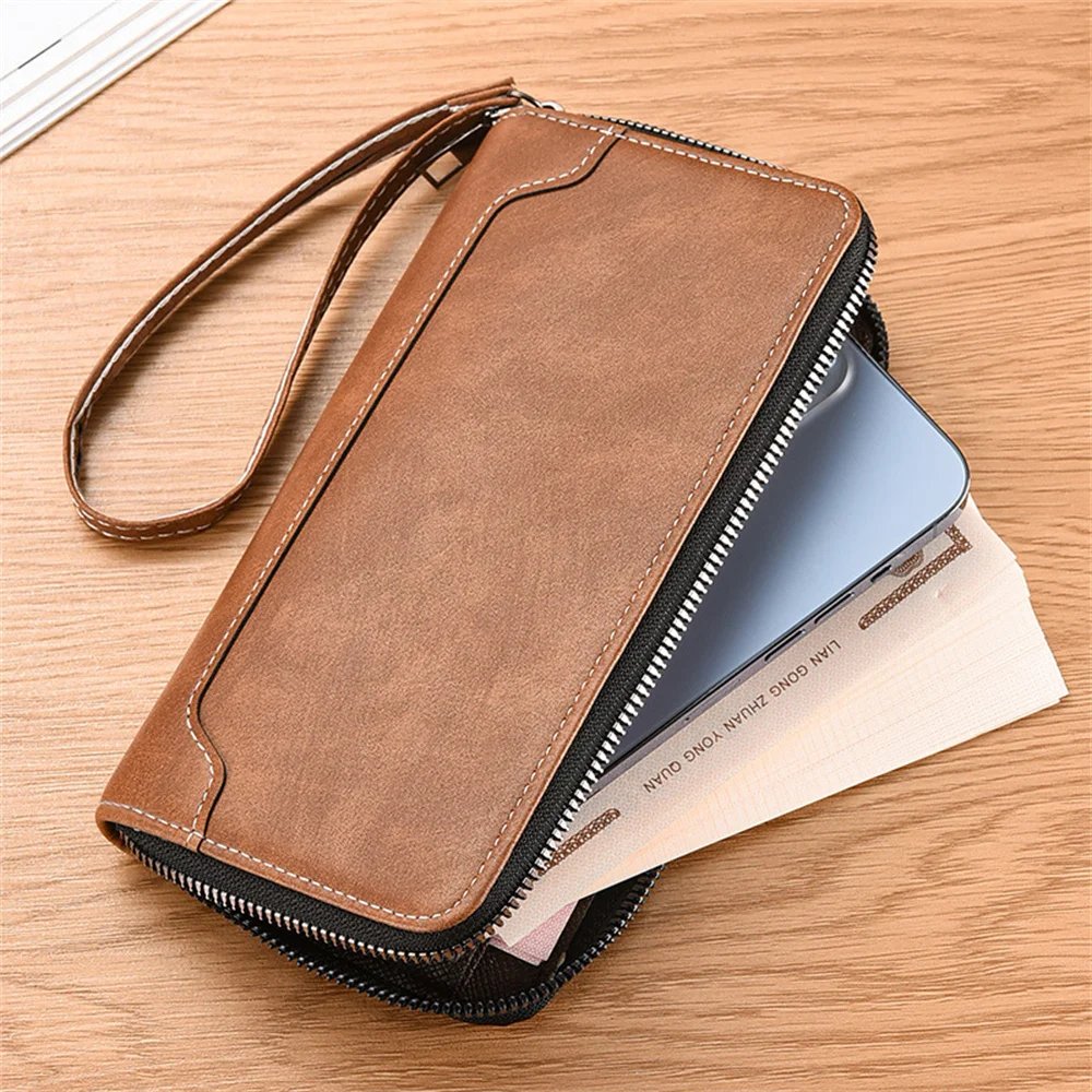 Men's PU Leather Long Wallet Large Capacity Phone Bags Multi Card Business Clutch Bags Male Travel Zipper Coin Purses Men's PU Leather Long Wallet Large Capacity Phone Bags Multi Card Business Clutch Bags Male Travel Zipper Coin Purses