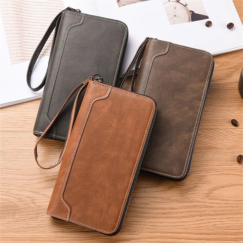 Men's PU Leather Long Wallet Large Capacity Phone Bags Multi Card Business Clutch Bags Male Travel Zipper Coin Purses Men's PU Leather Long Wallet Large Capacity Phone Bags Multi Card Business Clutch Bags Male Travel Zipper Coin Purses
