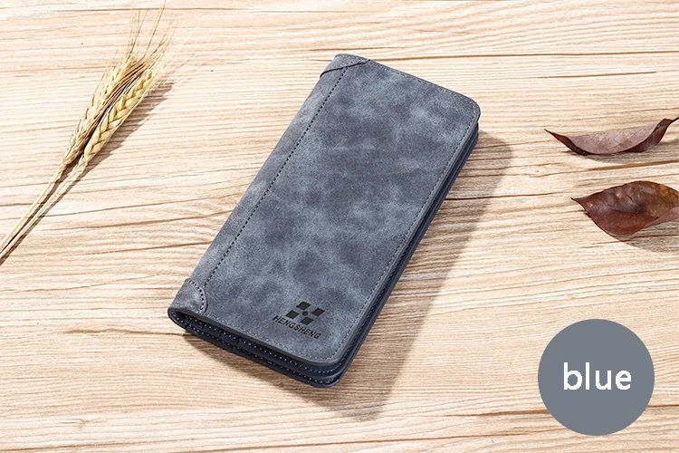 Hot Sale New Men's Leather Wallet ID Card Holder Purse Checkbook Long Clutch Bifold Business Money Bag Man